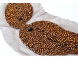 Brown beaded neckline