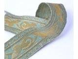 Galon motif floral vert et or 2.7 cm