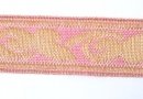 Gold and pink braid floral pattern 2 cm